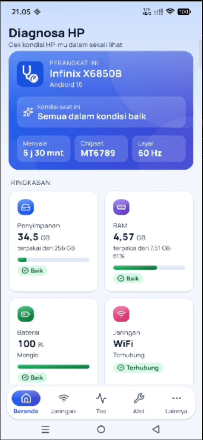 Tangkapan layar asli aplikasi